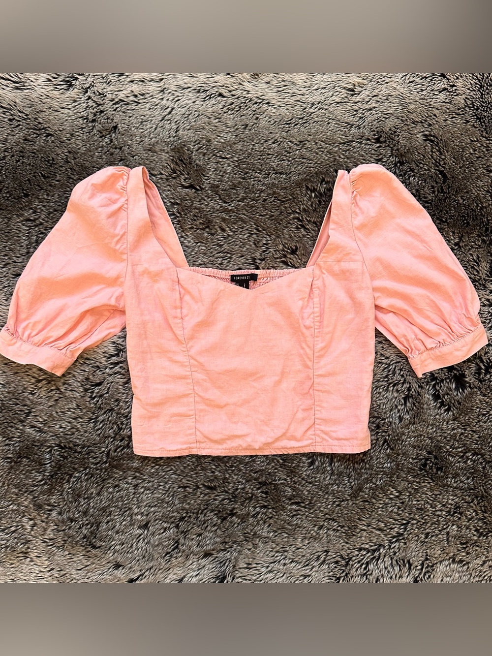 Pink Puff-Sleeve Crop Top